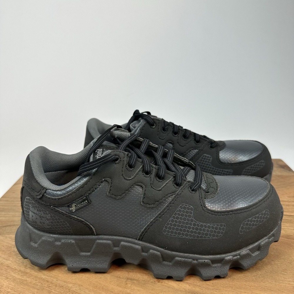 New Womens Timberland Pro Powertrain Gray Oxford Alloy Safety Toe Shoes Sz 6.5 W